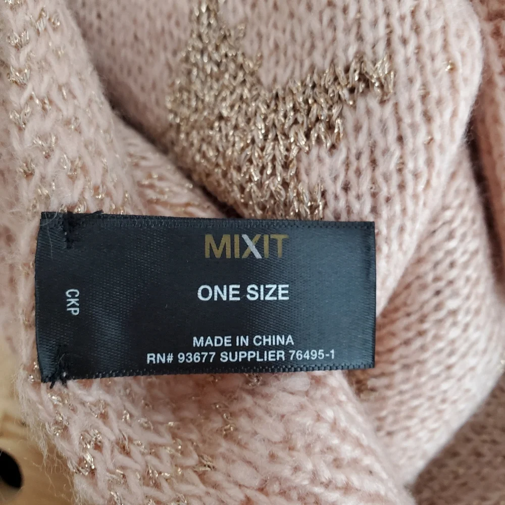 ♧ Mixit Blush Pink Knit Scarf with Rose Gold Stars One Size